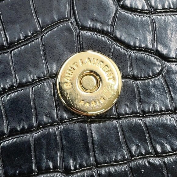 SAINT LAURENT PARIS Sunset ChainShoulder Bag Croco embossed leather Black 442906 - Picture 12 of 15